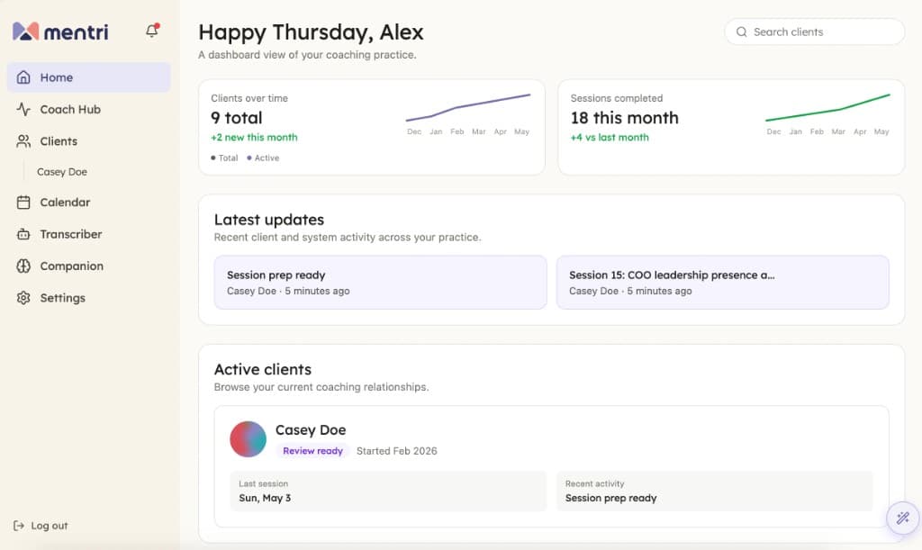 Mentri dashboard preview